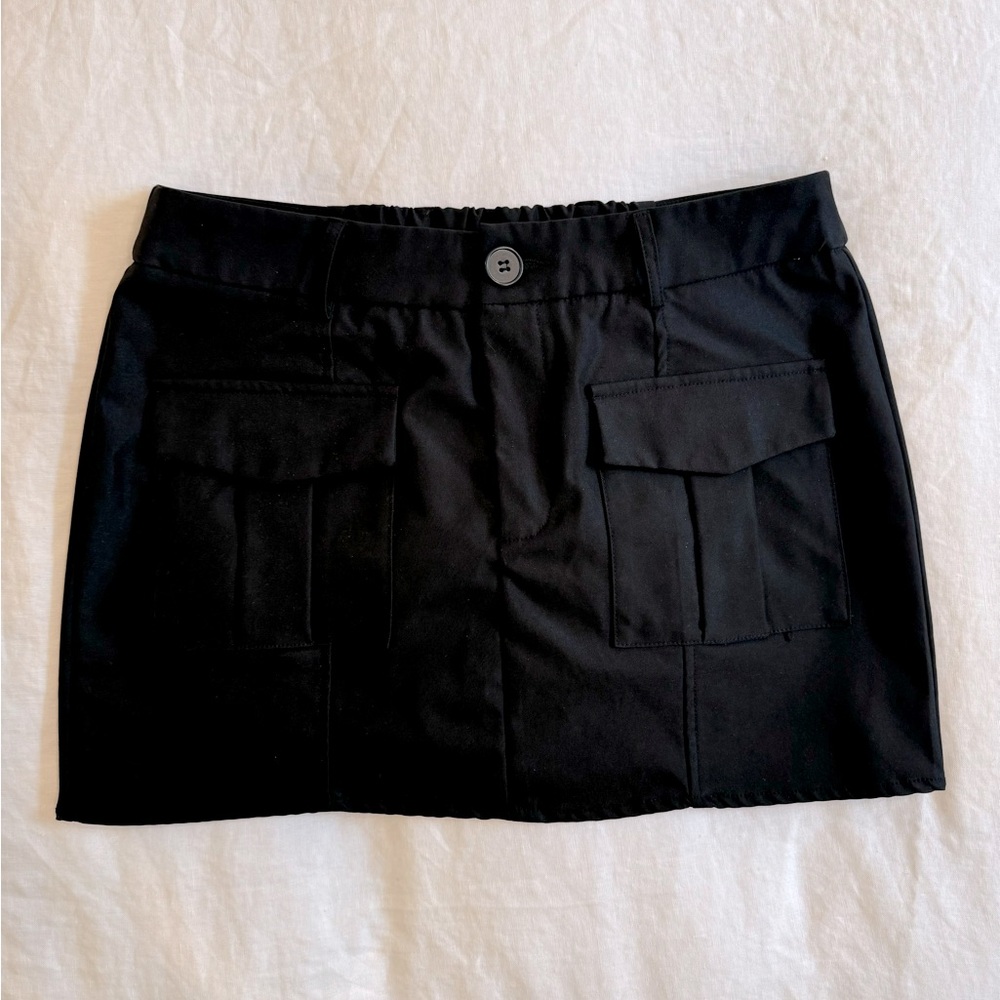 Black Cargo Mini Skirt